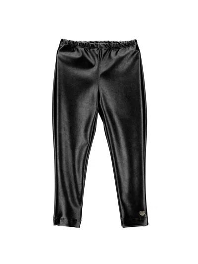 Monnalisa Kids'   Coated Fabric Stretch Leggings In Black