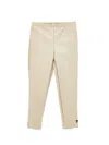 Monnalisa Coated Fabric Stretch Leggings In Ecru