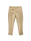 Monnalisa Coated Fabric Stretch Leggings In Gold