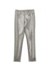 Monnalisa Coated Fabric Stretch Leggings In Gun-metal Grey