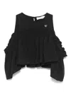 Monnalisa Cold-shoulder Blouse In Black