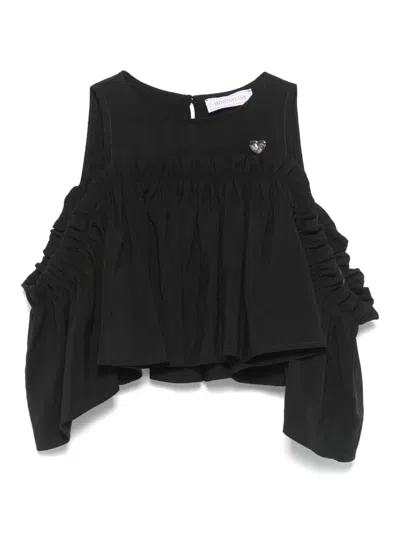 Monnalisa Kids' Cold-shoulder Blouse In Black