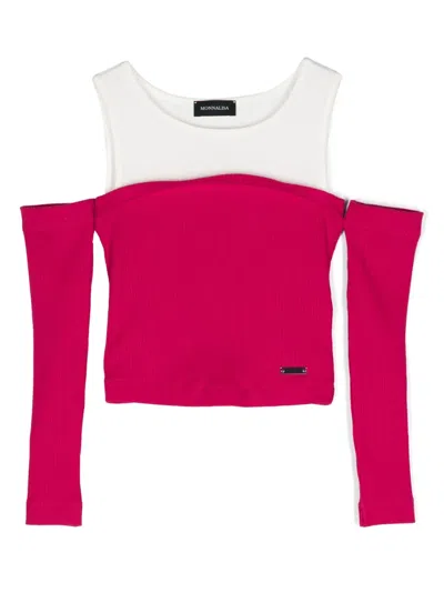 Monnalisa Kids' Cold Shoulder-design Top In Pink