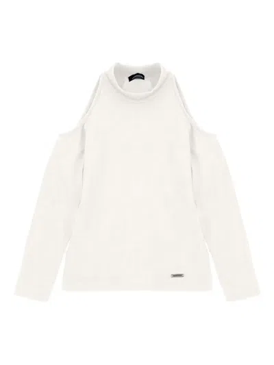 MONNALISA COLD-SHOULDER HIGH-NECK TOP