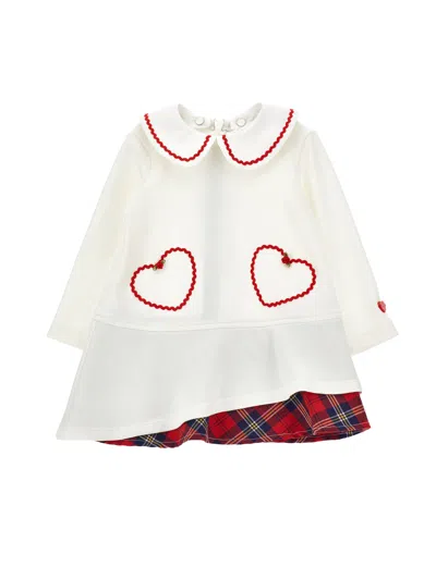 Monnalisa Kids'   Collar Dress With Hearts In White