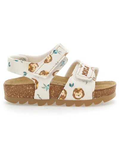 Monnalisa Kids'   Comfortable Lion Cub Print Sandals In Beige