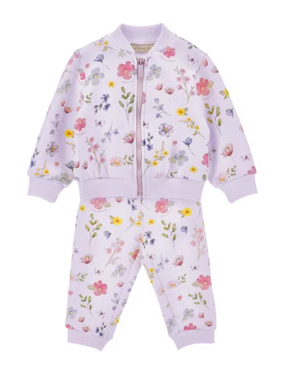 Monnalisa Babies'   Complete Zip-up Floral Sweatshirt In Purple