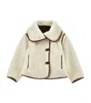 Monnalisa Plush Coat With Buttons In Neutral