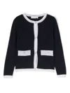 Monnalisa Contrast-trim Knitted Cardigan In Blue