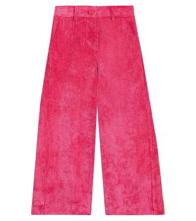 Monnalisa Kids' Corduroy Wide-leg Pants In Pink
