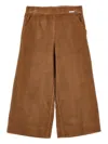 Monnalisa Corduroy Wide-leg Trousers In Brown