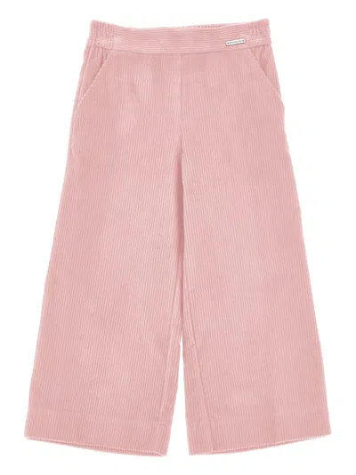 Monnalisa Kids' Corduroy Wide-leg Trousers In Pink