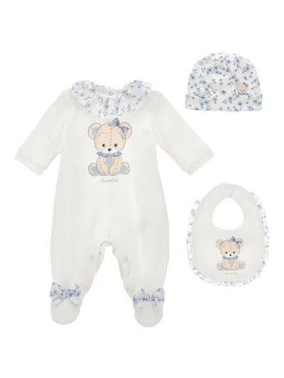 Monnalisa Cotton Babygrow (set Of Three) In Multi