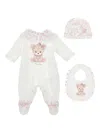 Monnalisa Cotton Babygrow (set Of Three) In Multi