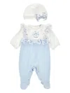 Monnalisa Cotton Babygrow (set Of Two) In Blue