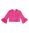 Monnalisa Cotton Blend Bouclé Jacket In Multicoloured