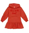Monnalisa Cotton-blend Fleece Hoodie Dress In Acero