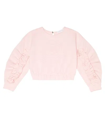 Monnalisa Kids' Cotton-blend Fleece Sweatshirt In Pink