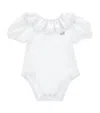 Monnalisa Cotton-blend Frill Bodysuit In White