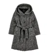 Monnalisa Cotton-blend Hooded Coat In Gray