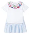 Monnalisa Cotton-blend Jersey And Poplin Dress In White