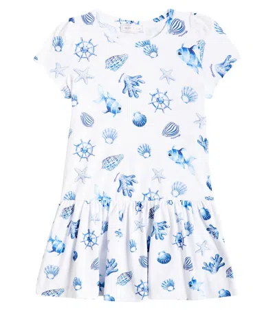 Monnalisa Kids' Cotton-blend Jersey Dress In Blue