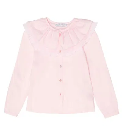 Monnalisa Kids' Cotton-blend Shirt In Rosa Antico