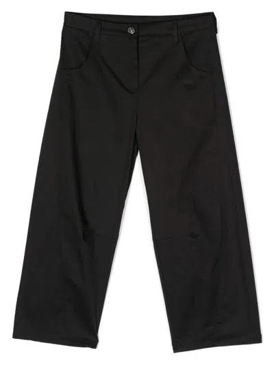 Monnalisa Kids' Cotton-blend Straight-leg Trousers In Black