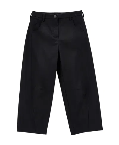 Monnalisa Cotton-blend Straight-leg Trousers In Black
