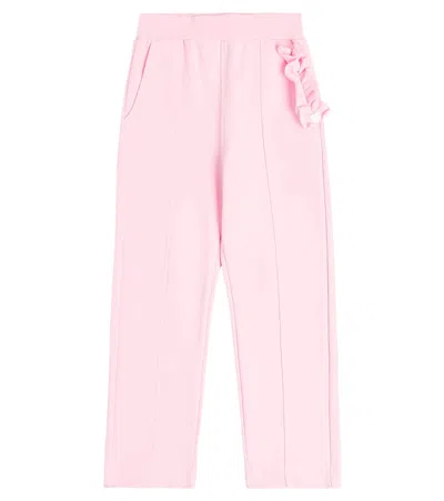 Monnalisa Kids' Cotton Blend Sweatpants In Pink