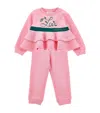 Monnalisa Cotton-blend Sweatshirt And Sweatpants Set In Pink