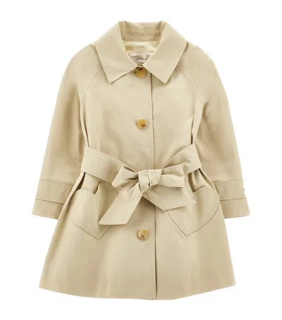 Monnalisa Kids' Cotton-blend Trench Coat In Beige