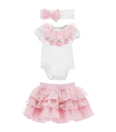 Monnalisa Babies' Cotton Bodysuit And Skirt Set