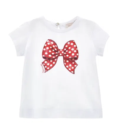 Monnalisa Kids' Cotton Bow-detail T-shirt In White