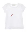 Monnalisa Cotton Bow Detail T-shirt In White