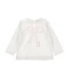 Monnalisa Cotton Bow T-shirt In Neutral