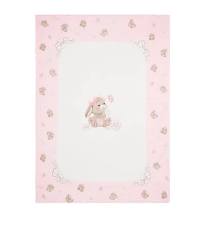 Monnalisa Cotton Bunny Padded Blanket In Animal Print