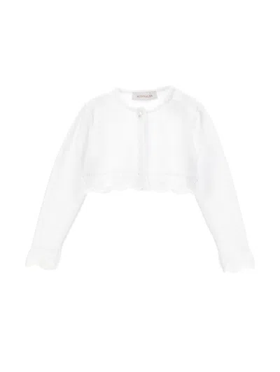 Monnalisa Kids'   Cotton Cardigan In Cream