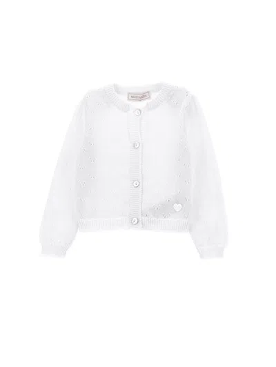 Monnalisa Kids'   Cotton Cardigan In White