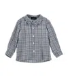 Monnalisa Check Print Cotton Poplin Shirt In Grey