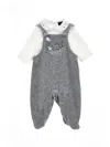 Monnalisa Cotton Chenille Dungarees Set In Cream + Grey
