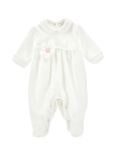 Monnalisa Kids'   Cotton Chenille Playsuit In Cream