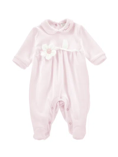 Monnalisa Kids'   Cotton Chenille Playsuit In Dusty Pink Rose