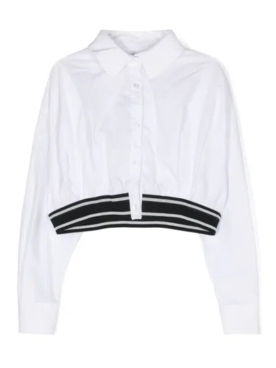 Monnalisa Kids' Cotton Cropped Shirt In White