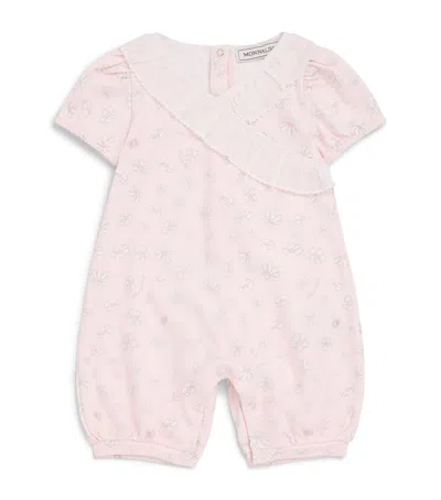 Monnalisa Kids'  Cotton Daisy Playsuit In Pink