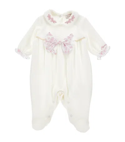 Monnalisa Babies' Cotton Embroidered All-in-one In White