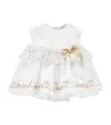 Monnalisa Cotton Embroidered Bodysuit In White