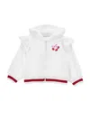 Monnalisa Cotton Fleece Hoodie In White + Rosa Fairytale