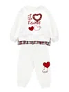 Monnalisa Cotton Fleece Set In Cream