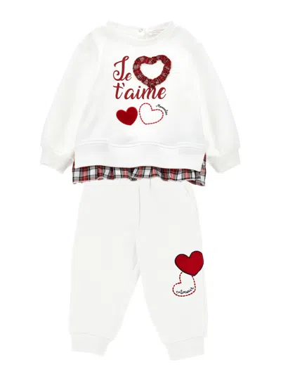 Monnalisa Kids'   Cotton Fleece Set In White